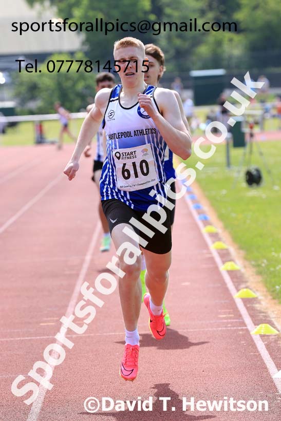 Mens Under-20s 800 metres, 2024 North Eastern Track and Field Champs., Middlesbrough.  Photo: David T. Hewitson/Sports for All Pics